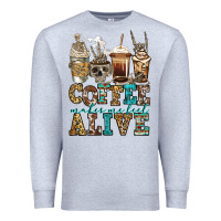 Heather Grey coffee makes me feel alive skeleton coffee cups Premium Sweatshirt - Jasminsmagicworld