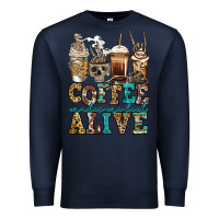 Navy coffee makes me feel alive skeleton coffee cups Premium Sweatshirt - Jasminsmagicworld