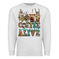 Oatmeal Heather coffee makes me feel alive skeleton coffee cups Premium Sweatshirt - Jasminsmagicworld