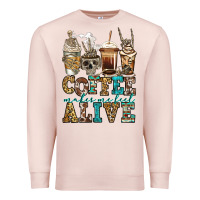 Pale Pink coffee makes me feel alive skeleton coffee cups Premium Sweatshirt - Jasminsmagicworld
