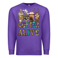 Purple coffee makes me feel alive skeleton coffee cups Premium Sweatshirt - Jasminsmagicworld