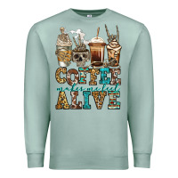 Seafoam coffee makes me feel alive skeleton coffee cups Premium Sweatshirt - Jasminsmagicworld