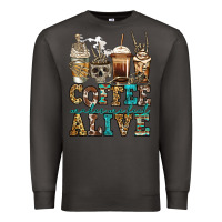 Smoke coffee makes me feel alive skeleton coffee cups Premium Sweatshirt - Jasminsmagicworld