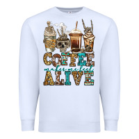 White coffee makes me feel alive skeleton coffee cups Premium Sweatshirt - Jasminsmagicworld