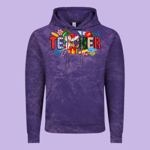 Christmas Teacher Vintage Hoodie Designed By Cowhidedigitalart