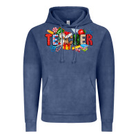 Vintage Denim Christmas teacher Vintage Hoodie - CowhideDigitalArt