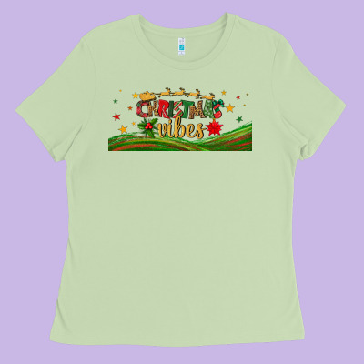 Christmas Vibes Libbey Glass Ladies Tee Designed By Bundleandbundleshop