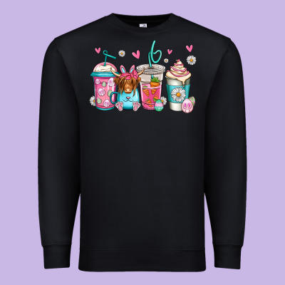 Easter Longhaired Cow Coffee Cups Premium Sweatshirt Designed By Jasminsmagicworld