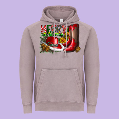Cowboy Merry Christmas Vintage Hoodie Designed By Cowhidedigitalart