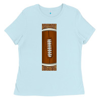 Baby Blue american football with leopard pen wraps Ladies Tee - BundleAndBundleShop
