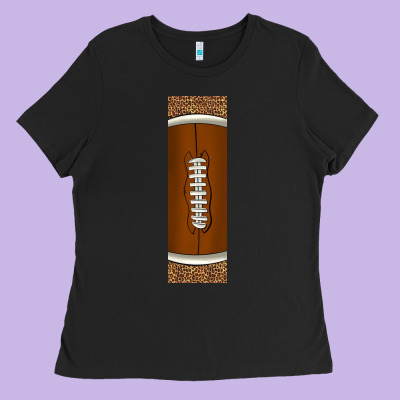 American Football With Leopard Pen Wraps Ladies Tee Designed By Bundleandbundleshop