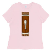 Bubblegum Pink american football with leopard pen wraps Ladies Tee - BundleAndBundleShop