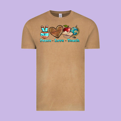 Peace Love Teach Vintage Tee Designed By Bundleandbundleshop
