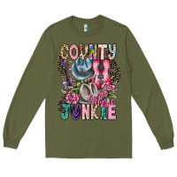 Army Green country music junkie Long Sleeve Tee - CowhideDigitalArt