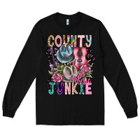Black country music junkie Long Sleeve Tee - CowhideDigitalArt