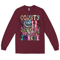 Burgundy country music junkie Long Sleeve Tee - CowhideDigitalArt
