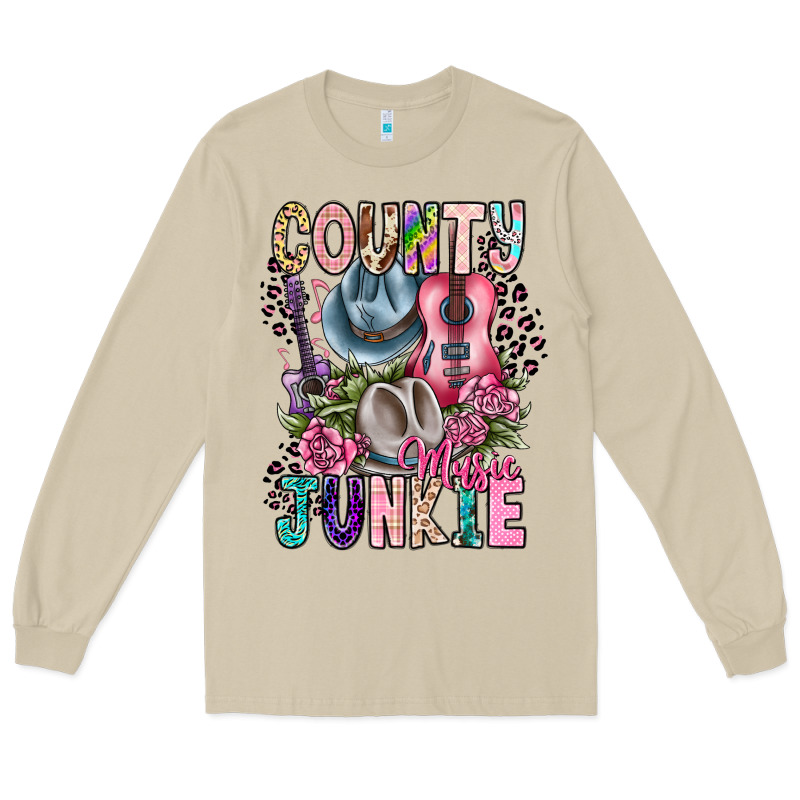 Country Music Junkie Long Sleeve Tee by CowhideDigitalArt | Teevron
