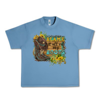 Pebble Blue Blame It All On My Boots Urban Heavy Tee - FaDigitalArtStudio