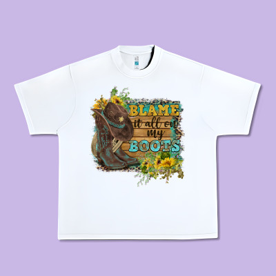 Blame It All On My Boots Urban Heavy Tee Designed By Fadigitalartstudio
