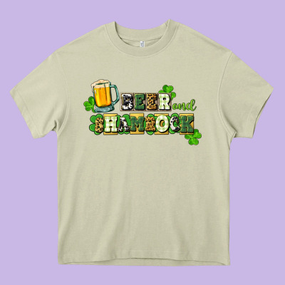 Beer And Shamrock Heavy Core Tee Designed By Cowgirlartshop
