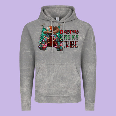 Christmas With Tribe Vintage Hoodie Designed By Cowhidedigitalart