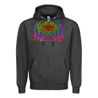 Charcoal Heather colorful zebra background Zipper Hoodie - RanaPortraitStore
