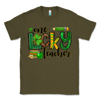 Army Green St. Patrick's One lucky Teacher Classic Tee - OliviaCreatesArt