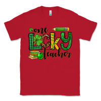 Red St. Patrick's One lucky Teacher Classic Tee - OliviaCreatesArt