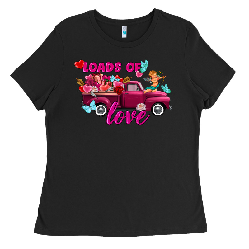 Loads Of Love Valentine's Day Truck Ladies Tee by FaDigitalArtStudio | Teevron