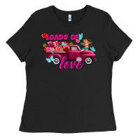 Black Loads of love valentine's day truck Ladies Tee - FaDigitalArtStudio