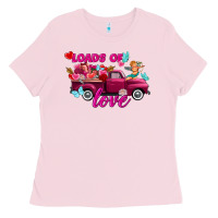 Bubblegum Pink Loads of love valentine's day truck Ladies Tee - FaDigitalArtStudio