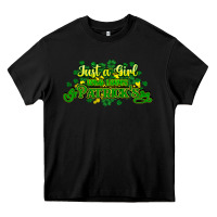 Black Just a girl who loves St. Patrick's Day Heavy Core Tee - HowdyJamesFarm