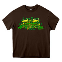 Chocolate Brown Just a girl who loves St. Patrick's Day Heavy Core Tee - HowdyJamesFarm