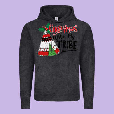 Christmas With My Tribe Boho Vintage Hoodie Designed By Cowhidedigitalart