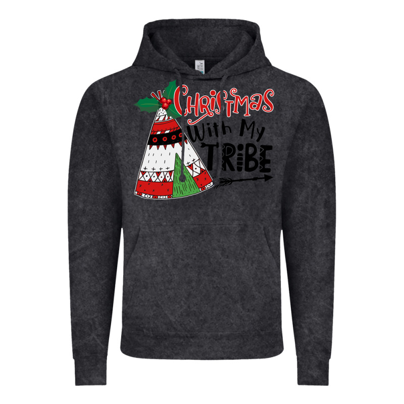 Christmas With My Tribe Boho Vintage Hoodie by CowhideDigitalArt | Teevron
