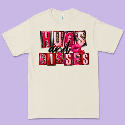 Hugs And Kisses Valentine's Day Premium Tee Designed By Fadigitalartstudio