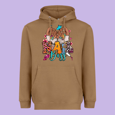 Afro Woman Nail Boss Heavyweight Hoodie Designed By Ranaportraitstore