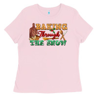 Bubblegum Pink baking through the snow Ladies Tee - FaDigitalArtStudio