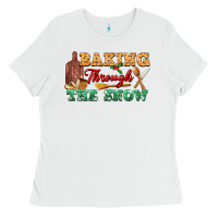 White baking through the snow Ladies Tee - FaDigitalArtStudio