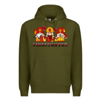 Army Green firefighter gnomes Premium Hoodie - Artiststas