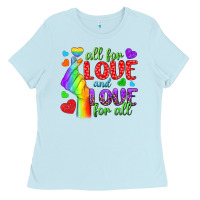Baby Blue Western All For Love And Love For All Ladies Tee - BundleAndBundleShop
