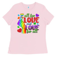 Bubblegum Pink Western All For Love And Love For All Ladies Tee - BundleAndBundleShop
