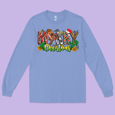 Merry Christmas Long Sleeve Tee Designed By Cowhidedigitalart