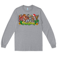 Heather Grey Merry Christmas Long Sleeve Tee - CowhideDigitalArt