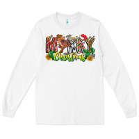 White Merry Christmas Long Sleeve Tee - CowhideDigitalArt