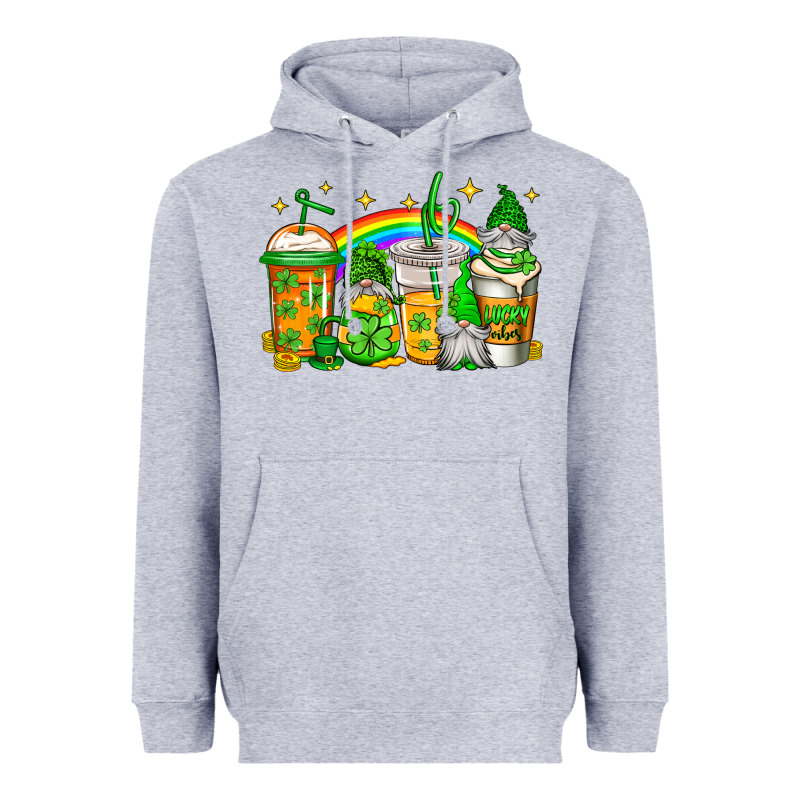 St Patricks Day Gnomes Coffee Cups Heavyweight Hoodie by Jasminsmagicworld | Teevron