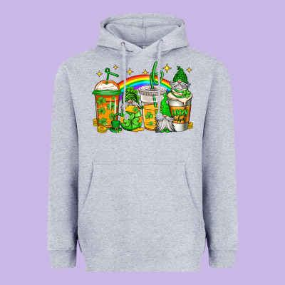 St Patricks Day Gnomes Coffee Cups Heavyweight Hoodie Designed By Jasminsmagicworld