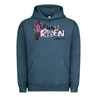 Pigment Midnight Navy easter he is risen matthew 28 6 Urban Hoodie - Jasminsmagicworld