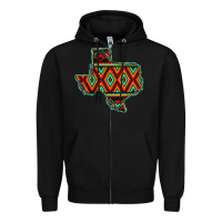 Black Texas Map With Aztec Background Zipper Hoodie - JahusDesignShop