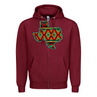 Burgundy Texas Map With Aztec Background Zipper Hoodie - JahusDesignShop